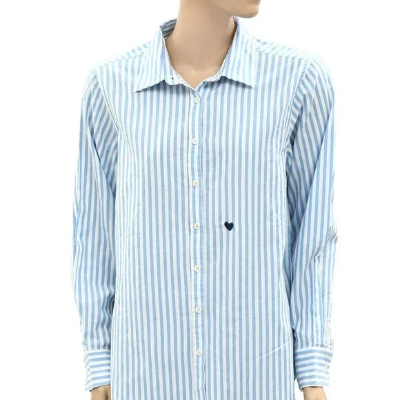 Kerri Rosenthal Mia Cabana Striped Shirt Tunic Top Buttondown Cotton XS 275522